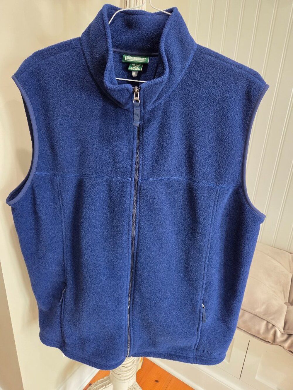 Men's LL Bean Polartec Fleece Vest Size XXL Tall Navy Full Zip Pockets